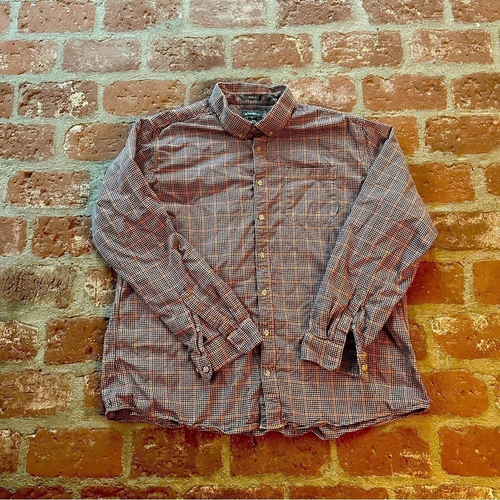 Eddie Bauer Men's Tall 3XL Flannel Multicolor Houndstooth Checked Long Sleeve